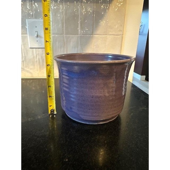 ST. Myers Pottery Planter Utensil Holder Purple Glaze Artisan USA Handmade - Picture 6 of 7